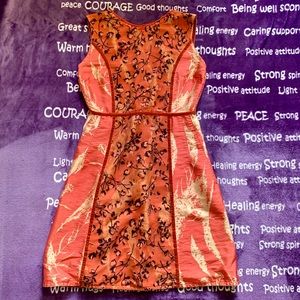 VOYAGE Silk Dress w Velvet Burnout Pearl Buttons